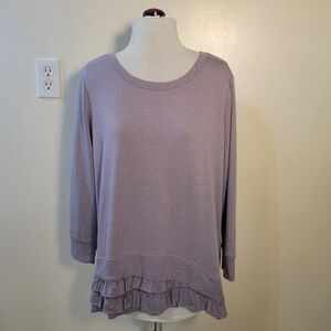 Simply Vera Vera Wang: Women's Medium Purple Ruffle Long Sleeve Pullover Top